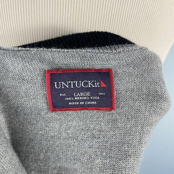 Untuckit Men's Merino Wool 1/4 Zip Sweater Gray Size Large - Picture 3 of 11